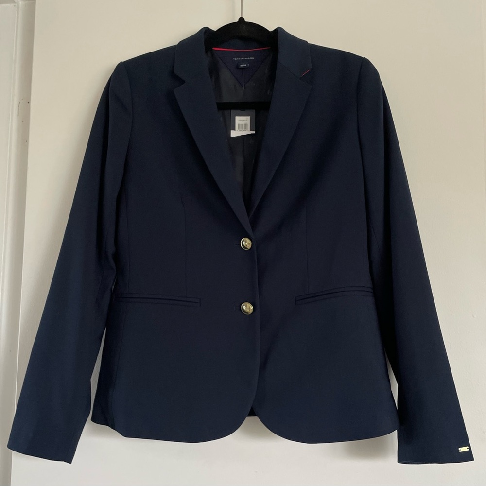 RARE Tommy Hilfiger Limited Edition Navy Blazer | Gold Buttons & Red Collar - Picture 14 of 16